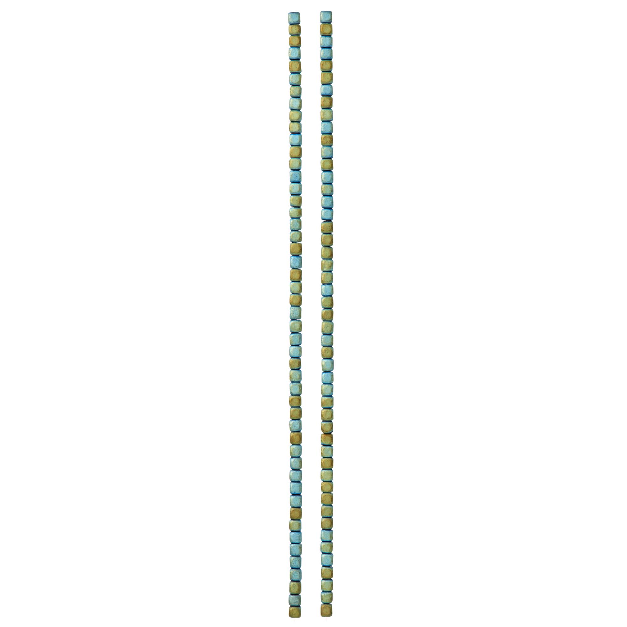 Aqua Hematite Cube Beads, 3mm by Bead Landing™